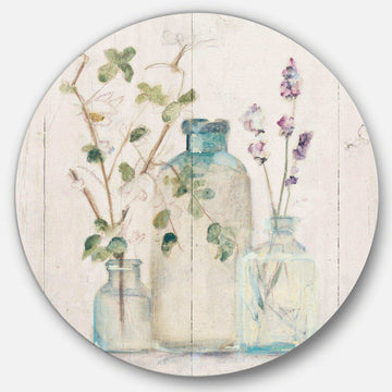 Blossoms on Birch Cottage Bouquet IV - Floral Round Metal Wall Art